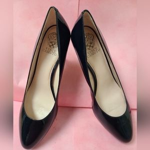 Vince Camuto Patent Navy Desti Heels 9.5M